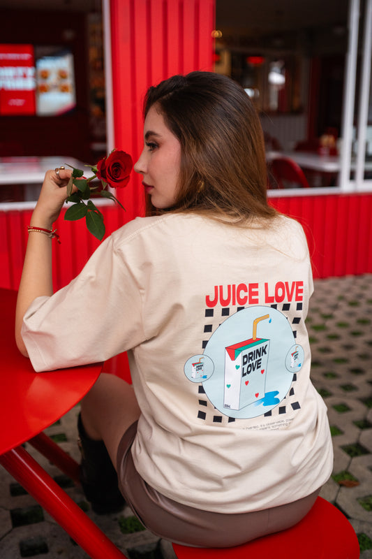 CAMISETA DRINK LOVE - BEIGE